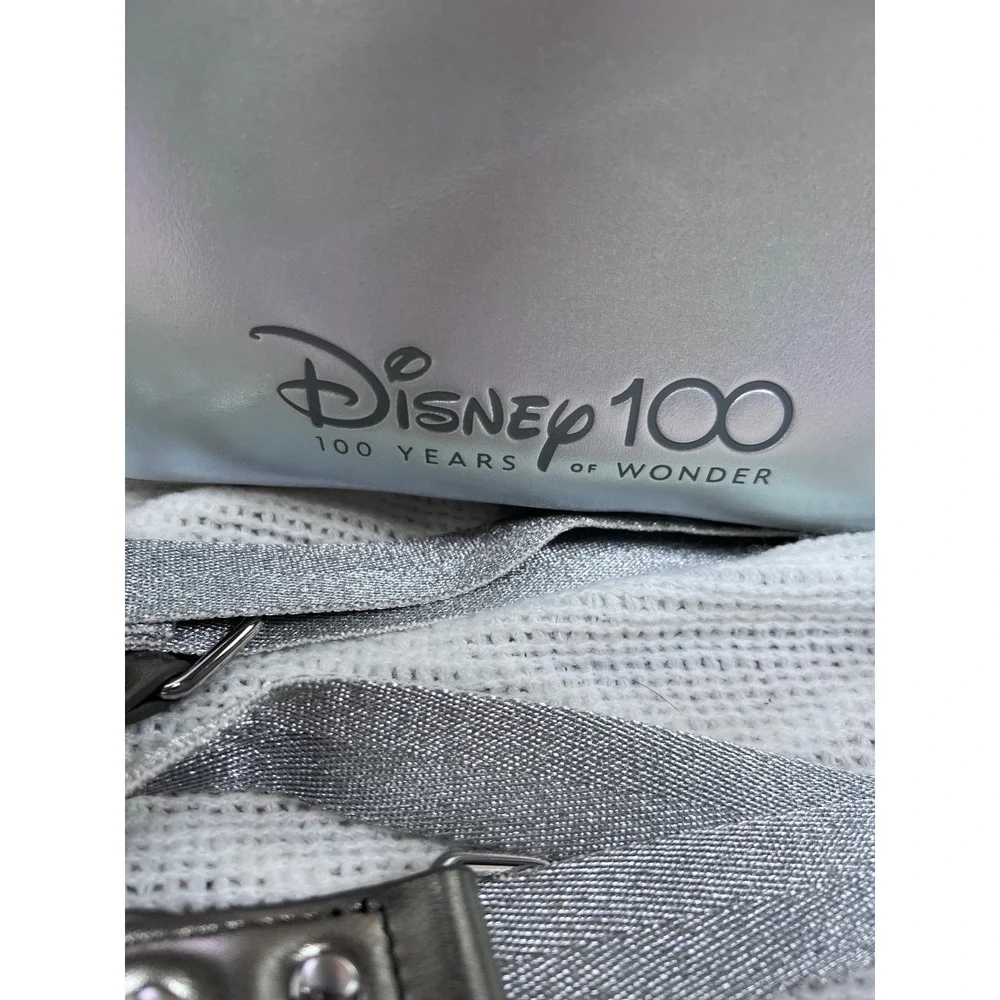 Disney 100 Loungefly Mickey Mouse Mini Backpack Silver Iridescent Good Preowned